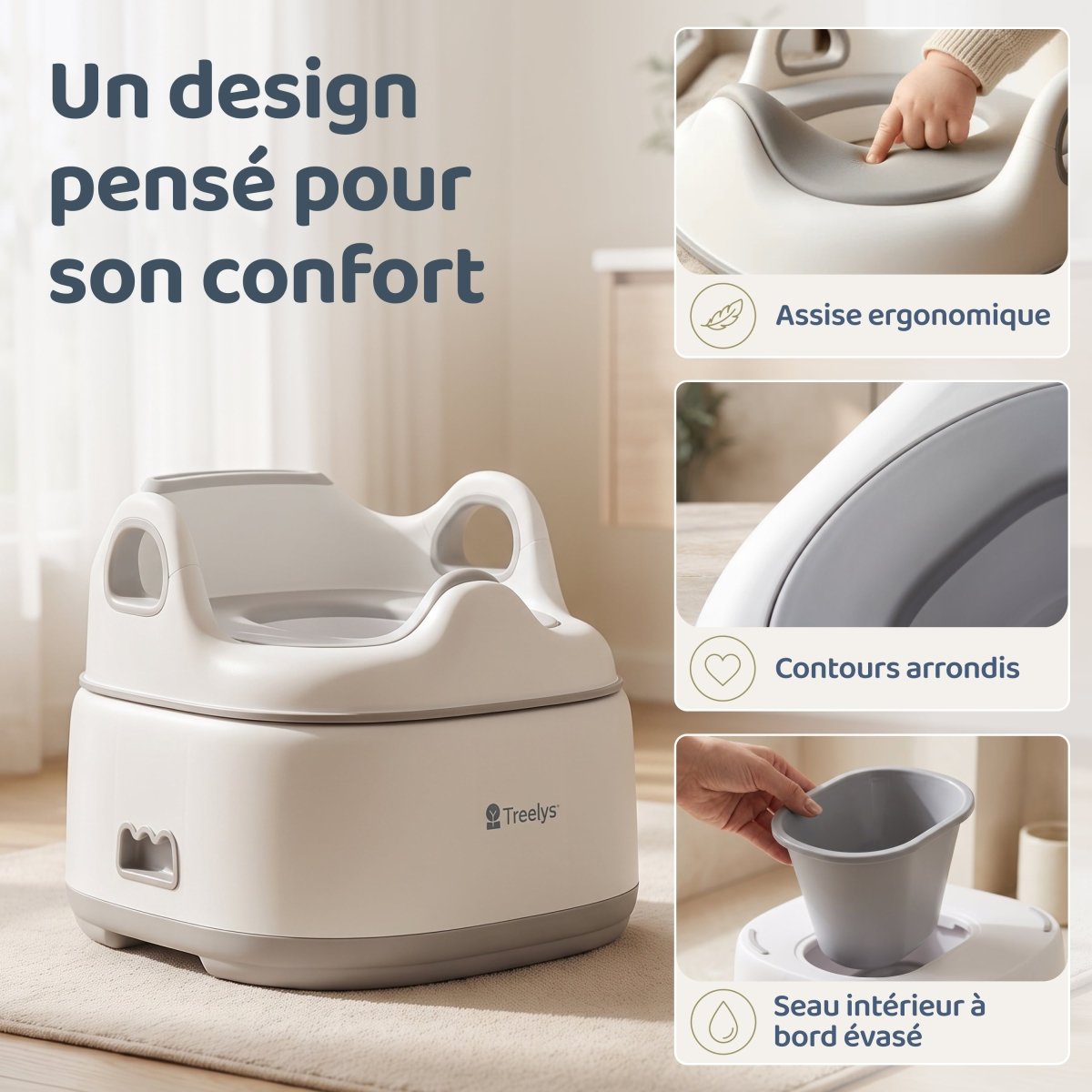 Pot Bébé Évolutif 3-en-1 | Pot, Réducteur WC & Marchepied - Treelys®