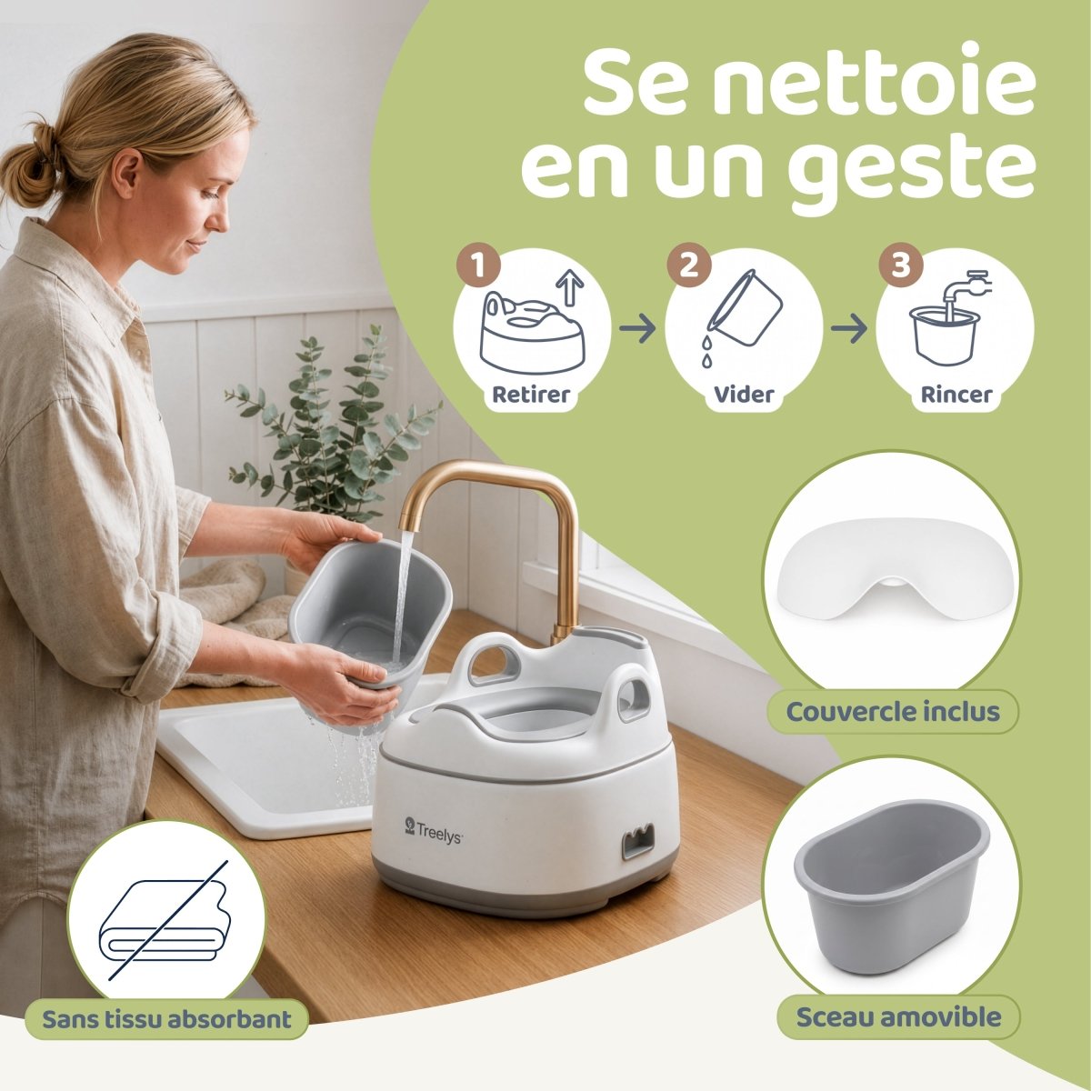 Pot Bébé Évolutif 3-en-1 | Pot, Réducteur WC & Marchepied - Treelys®