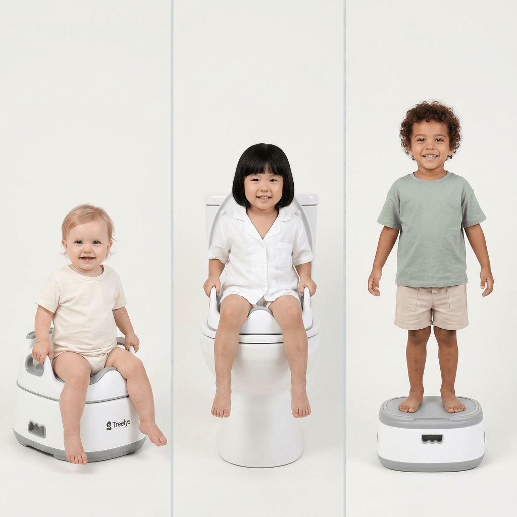 Pot Bébé Évolutif 3 - en - 1 | Pot, Réducteur WC & Marchepied - Treelys®