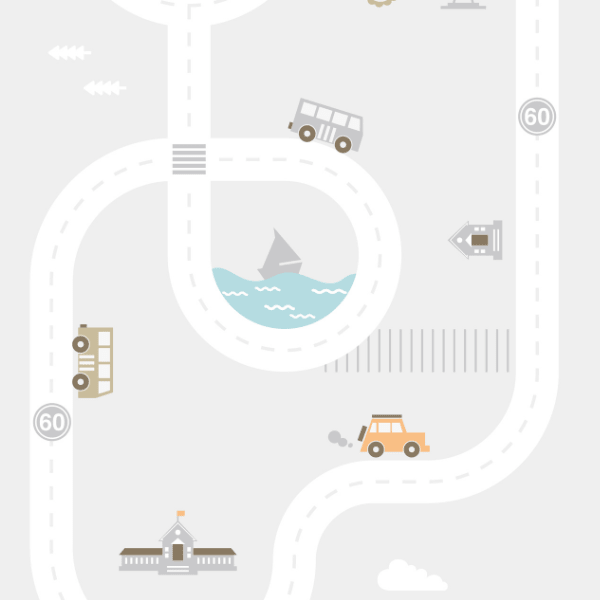 Treelys play mat, Urban Railway design – city train pattern