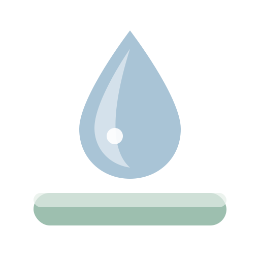 Icône guide : goutte sur surface imperméable